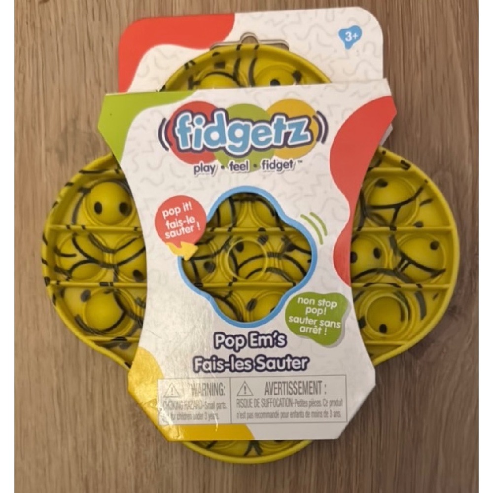 Fidgetz Pop Em's Yellow Smiley Face Clover Silicone Sensory Fidget Toy Just Play